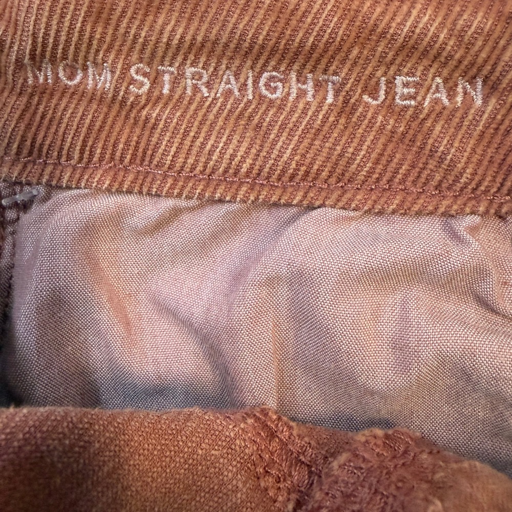 AMERICAN EAGLE Mom Straight Corduroy Jeans Womens 12 Long Rust High Rise Casual - Picture 7 of 10